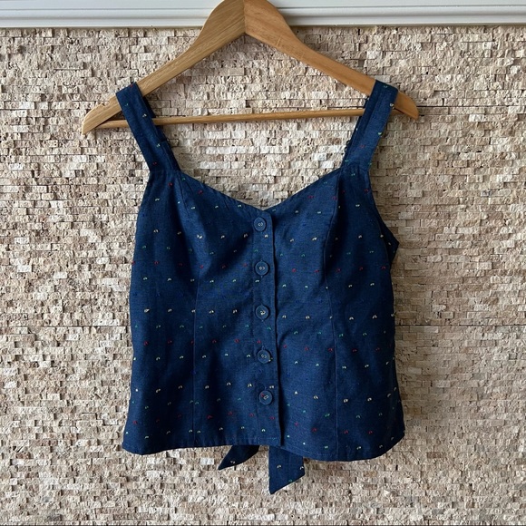 ModCloth Bustier Navy Seamed Tank Top with bowtie back - Picture 2 of 5